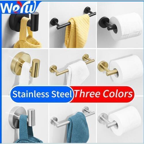 Roll Holder Storage Bathroom Paper Towel Holder Stainless Steel Towel Rack Wall Mount Robe Hook Coat Hook