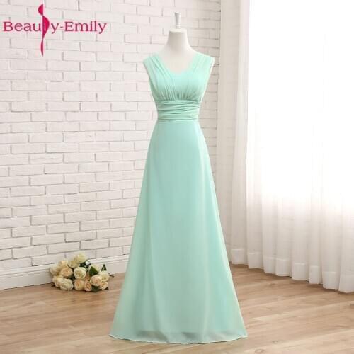 Beauty Emily Long Chiffon Bridesmaid Dresse 2018 A line Wedding Party Prom Dresses Vestido De Festa Party Dresses