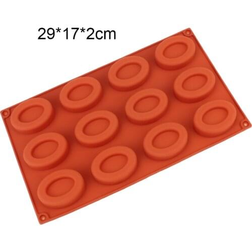 Muffin Savarin Soap Cake Mold Cupcake Chocolate Donut Mould Oval Shape 12-Cavity Silicone Baking Tool
