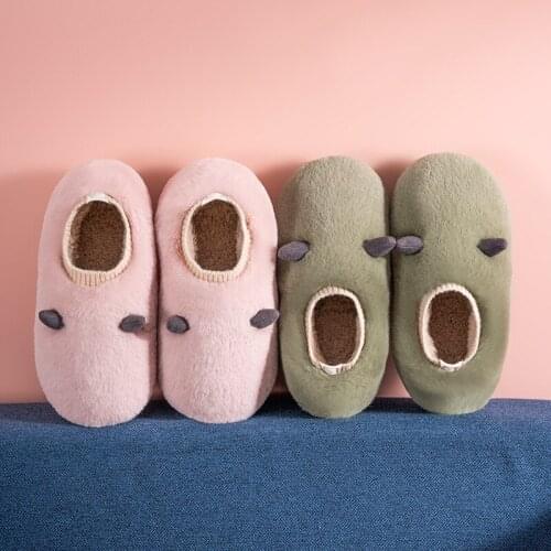 Men & Women Cute Cartoon Winter House Slippers 2021 New Non-slip Soft Fur Warm Indoor Bedroom Lovers Couples Slipper