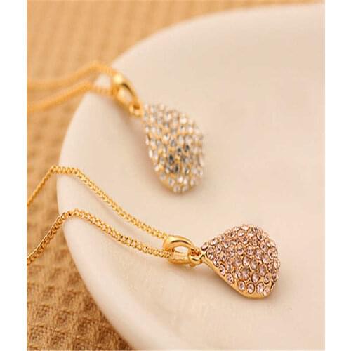 Rhinestone Pendant Necklace Gold Color Color/Silver Color For Lady Women Jewelry Gift Pendant Chain