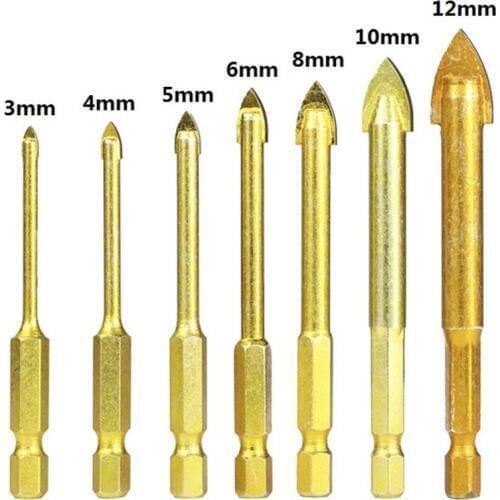 Glass Tile Drill Bit 3/4/5/6/8/10/12mm Hex Shank Gun Drill Bit Carbide Wall Hole Cutter