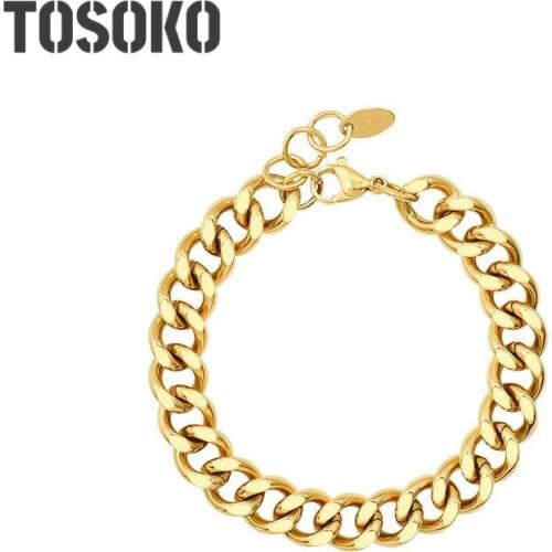 TOSOKO Stainless Steel Jewelry Ins Style Exaggerated Thick Chain Bracelet Womens Fashion Bracelet BSE201