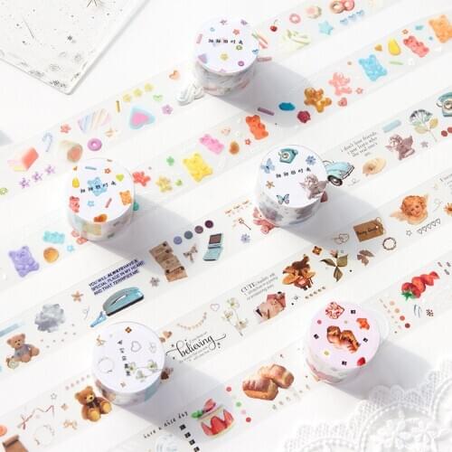 Vintage Old Object Bullet Journal Handmade Decorative Pet Washi Tape Transparent Label Stickers Adhesive Tape Decor DIY Planner