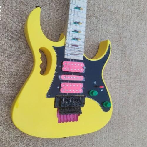 High quality electric guitar, maple finger board with groove electric guitar, yellow electric guitar, free transportation