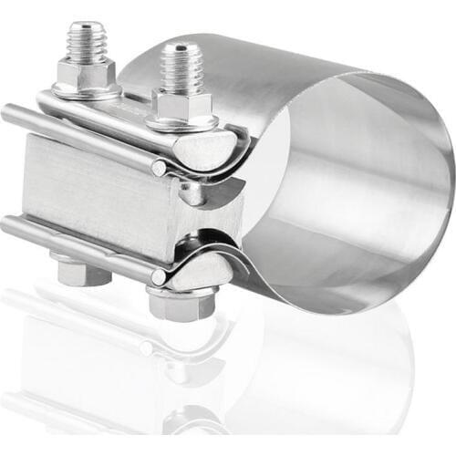 Stainless Steel 2.5 Inch 63MM Clamp Exhaust Pipe Clamp 2.5" Butt Joint Stainless Steel Exhaust Sleeve Clamp Band