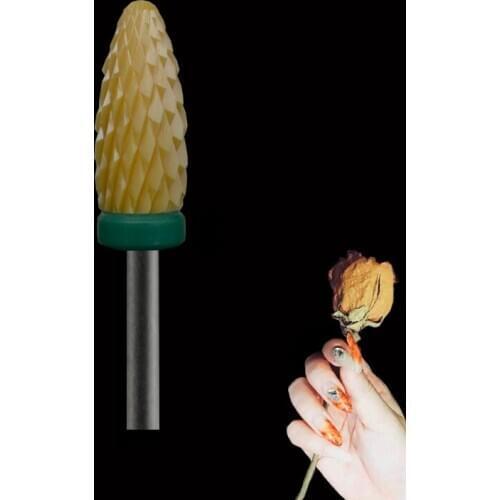 Yellow Ceramic Nail Drill Bit - Flame Bit -C