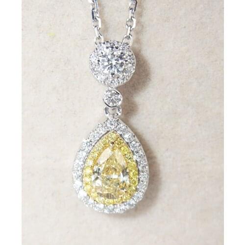 Real Natural Ametrine S925 Sterling Silver Necklace Gemstone Pendant for Women with Diamond Bizuteria Jewelry Joyas Gift Girl