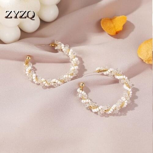 ZYZQ Korean Version Of The Simple Twist Circle Earrings Hand-Wound C-Shaped Earrings For Women