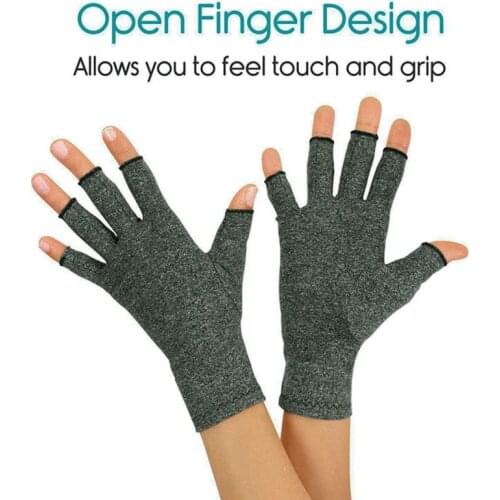 1 Pair Women Men Unisex Hands Arthritis Gloves Fingerless Half Finger Therapeutic Compression Circulation Grip Wrist Length Pain