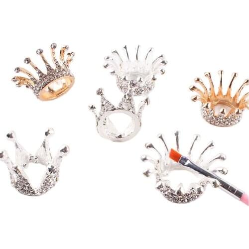 1pc Nail Art Crystal Metal Crown Brush Pens Shelf Holder Tools Silver Rhinestone Design Polish Manicure Stand Showing Shelf #0-4