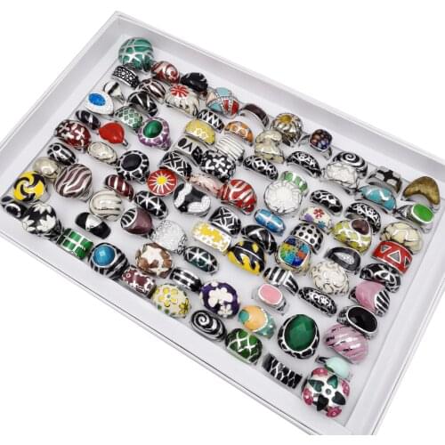 MixMax 10 Pieces Mens Womens Top Stainless Steel Rings High Quality Fashion Exaggerated Party Jewelry Wholesale Lot Mix Styles