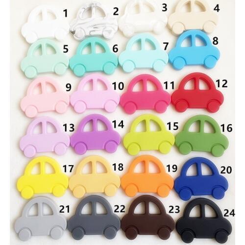 Chenkai 10PCS BPA Free Silicone Car Teether DIY Baby Shower Pacifier Dummy Teething Chewable Pendant Nursing Jewelry Toy