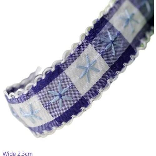 2.3CM Wide Luxury Embroidery blue flower lace fabric trim ribbon DIY sewing applique collar cord guipure wedding dress decor