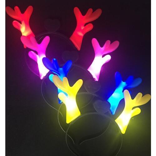20pcs/lot New design LED horn flashing light colorul christmas headwear party supplies luominous cartoon headband childrens toy