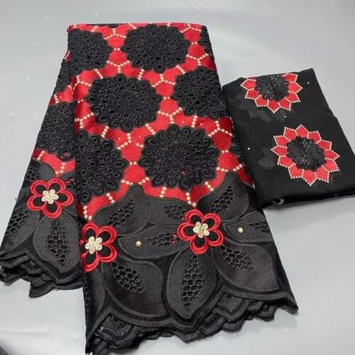 2020 Nigerian 100% Cotton Big Lace Dry Lace Fabric Embroidery in Switzerland African Swiss Voile Lace Fabrics 5+2yards For Dress