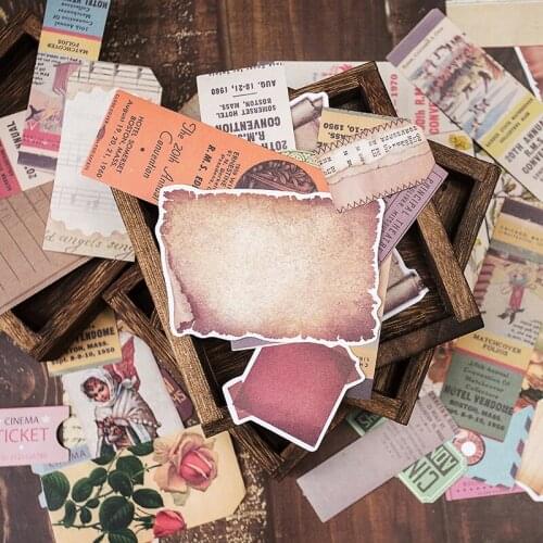 82PCS Vintage Label Trademark Material Mixed Sticker DIY Scrapbook Journal Base Collage Diary Happy Planner Gift Seal Decoration