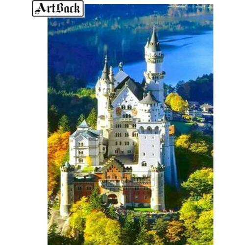 New 5D Diamond Painting Castle Landscape Full Square Drill Resin 3d Diamond Embroidery Rhinestone Mosaic Decoration Sticker ARD1