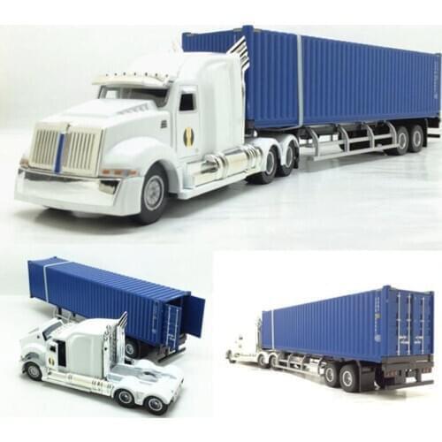 31.5CM 1/43 Alloy Metal American Truck Trailer container Truck High Simulation Diecast Model Engineering Vehicle Toy display