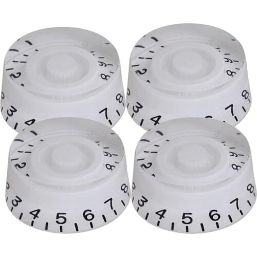 WHITE 1 SET OF 4 SPEED KNOBS FOR GUITAR / BLACK NUMERALS