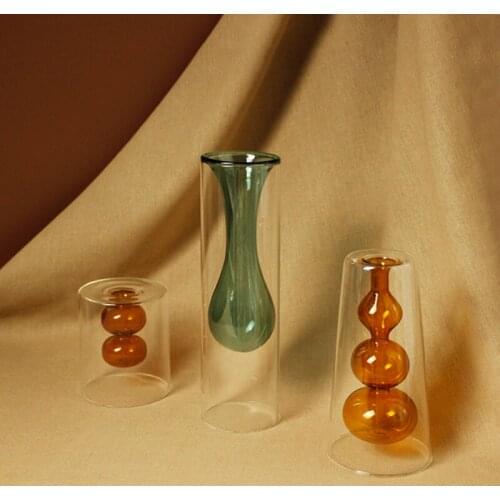 Flower Vase For Table Decoration Living Room Decorative Vase Modern Tabletop Terrarium Glass Containers Floral Flower Vases