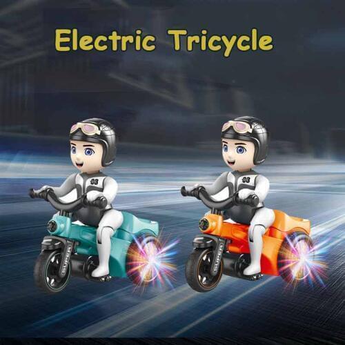 Kids Electric Tricycle Light Musical Motorcycle Battery Operated Cartoon Bicycle Electric Children Rotating Toy Car
