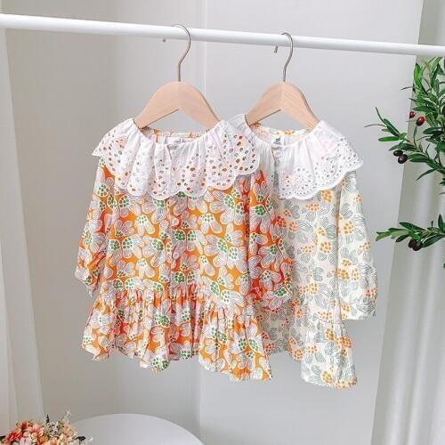 Baby Girl Dress Autumn New Arrival Flower Long Sleeve Kids Dresses For Girls Kids Clothing Lace Collar Child Dress 2 3 4 5 6 Y