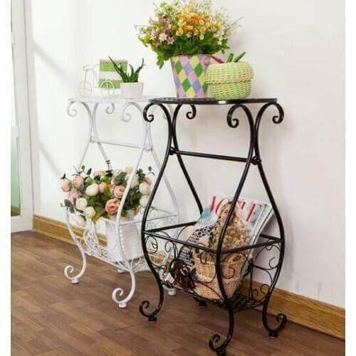 Double-Layer Retro Bathroom Shelf Floor Type Magazine Storage Rack Modern Toilet Book Basket