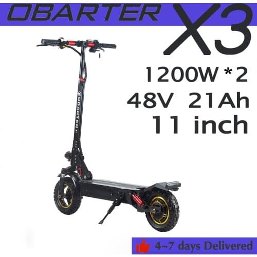 OBARTER X3 Electric Scooter 48V 2400W 11 Inch Tire Folding Electric Scooter 70KM/H Dual Motor Electric Motorcycle EU Warehouse