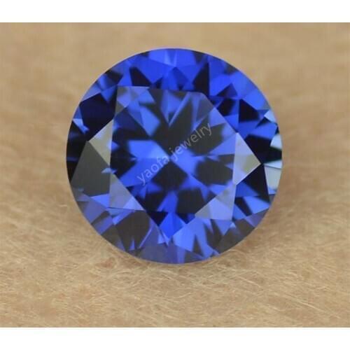 Hot Sale 5A Quality 3.0~12mm 34# 35# Blue Corundum Stone Loose Round Brilliant Cut Blue Corundum Synthetic Gems For Jewelry