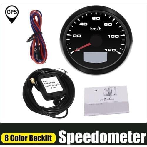 Digital 85mm GPS Speedometer With 8 Color Backlit 200 Km/h Trip Cog For Boat Marine Auto Speed Meter Gauge 9~32V
