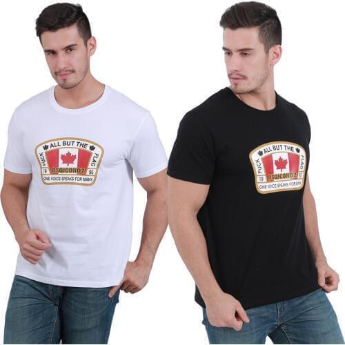 DSQICOND2 DSQ Summer Maple Leaf Cotton T-shirt Men Short Sleeves Cool Tops Tees with Mesh Baseball Trucker Cap Snapback Dad Hats