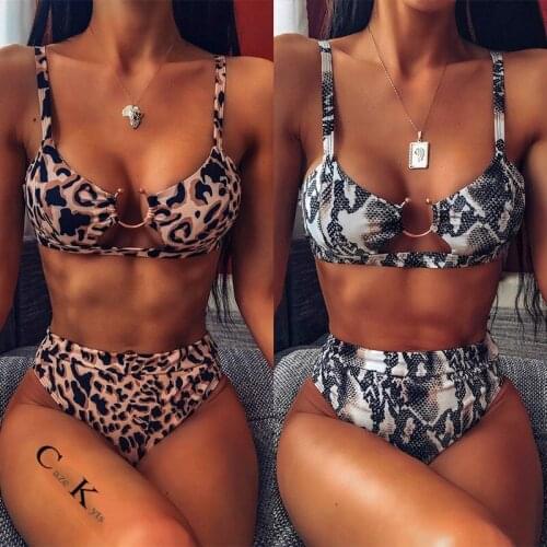 Caze Kyts NEW 2020 popular womens swimsuit Leopard Print Bikini split swimsuit sexy bikini swimming pool party essential