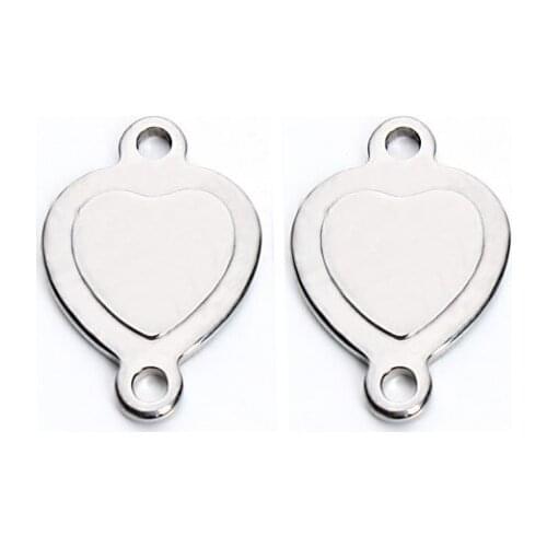 20pcs/lot 11mm*17mm Heart-shaped stainless steel Connector Metal Alloy Pendant For DIY bracelet Jewelry Making xdfh5