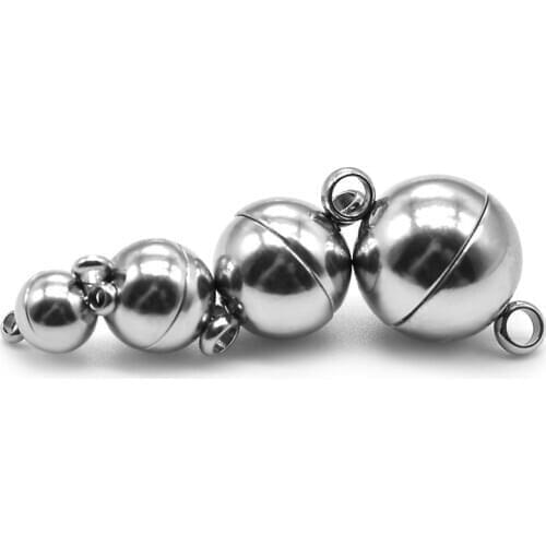 4pcs Stainless Steel Round 6/8/10/12mm Magnet Buckle DIY Bracelet Necklace Ankle Chain Connectors Jewelry Making Accessories