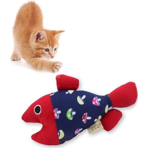 Fish Cat Interactive Toy Bite Resistant Kitten Teeth Cleaning Toy Cotton Anti-Scratch Dog Toy Catnip Puppy Chew Toy Pet Supplies