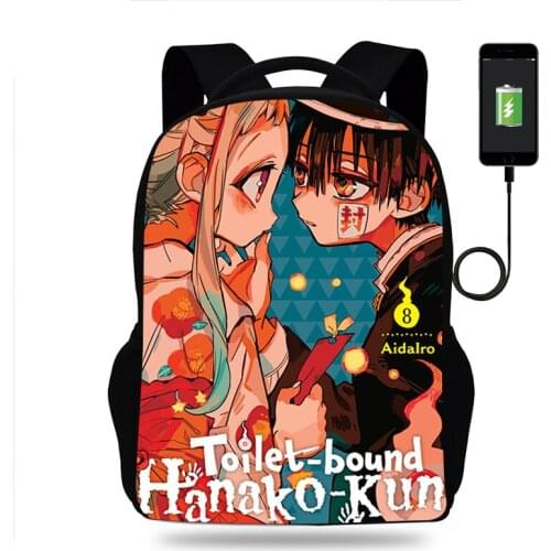 Hot Toilet-Bound Hanako kun Kids Backpack for Boys Teenager School Bags Girls Bookbag Knapsack Anime USB Charging Travel Bags