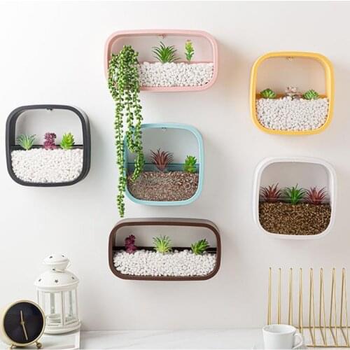 Modern Square Art Wall Vase Flower Vases Home Wall Hanging Flower Pot Succulent Plant Planters Living Room Decor