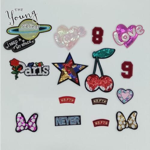 Hot sale love heart Arabic Numerals Embroidery Stickers Hot melt adhesive Patches Badges DIY Sewing Clothing Accessory 1pcs sell