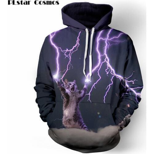PLstar Cosmos Thundercat Sweatshirt cat lightning thunder 3d hoodie Women Men Sweatshirts harajuku hooded Casual Sweats