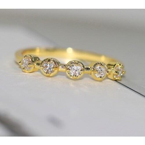 Slim Rings For Women Simple Elegant Mini Zircon Light Gold Silver Color Birthday Finger Ring Gift Fashion Jewelry R893