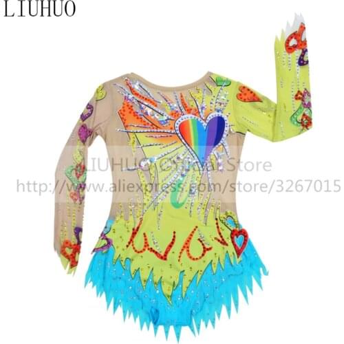 LIUHUO Figure Skating Dress Womens Girls' Ice Performance Rhythmic Gymnastics Competition Leotard Dance Sport Ballet Tights Kid