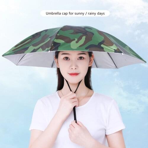 Outdoor Fishing Caps Portable Head Umbrella Hat Anti-Rain Fishing Anti-Sun Umbrella Hat Adults Unisex Outdoor Sports Cap Pesca