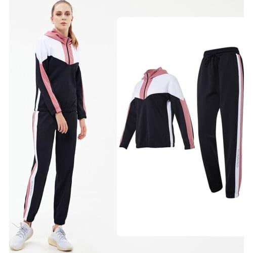 Vansydical 2pcs Women Running Jogger Set Hooded Jackets Sweatpants Suit Femme Autumn Winter Tracksuits Outdoor Sportswear