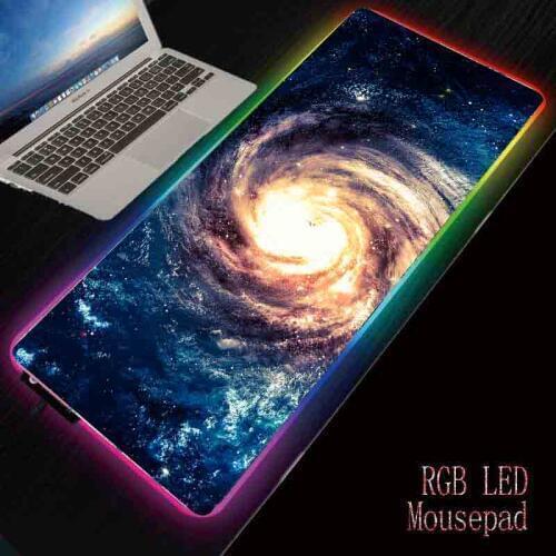 XGZ Fantasy Spiral Space RGB Large Mouse Pad Game Console Computer Mouse Pad LED Backlight XXL Muse Pad Keyboard Placement Pad