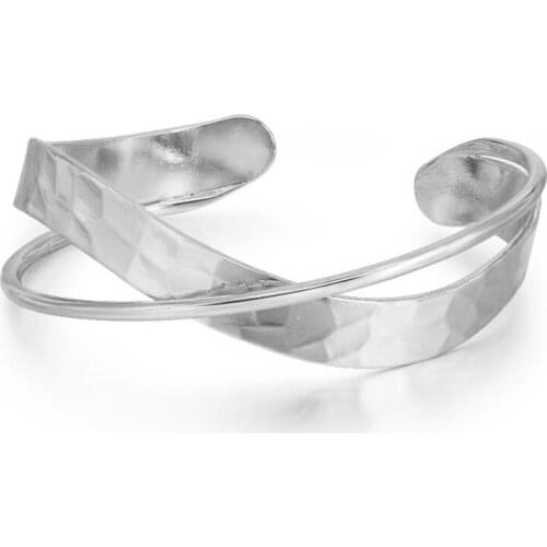 2021 NEW Gold Silvery Metal Twist Bangle for Women 2 Layer Romantic Open Cuff Bangles Trendy Jewelry for Hand Accessories