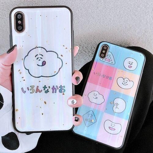 VAVA Hard Case Funny Expression Phone Cover For iPhone 7 X XS XR Xs Max 8 Plus Cases For iPhone 6 Plus Luxury Gold Foil Case