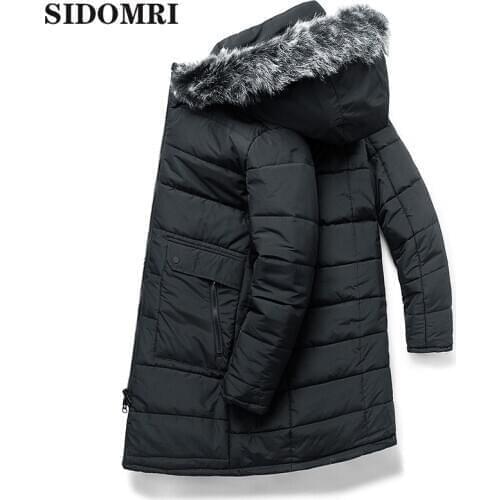 Winter men jacket middle-aged and elderly leisure medium long hooded jacket dad winter padded jacket collar thickene warm coat