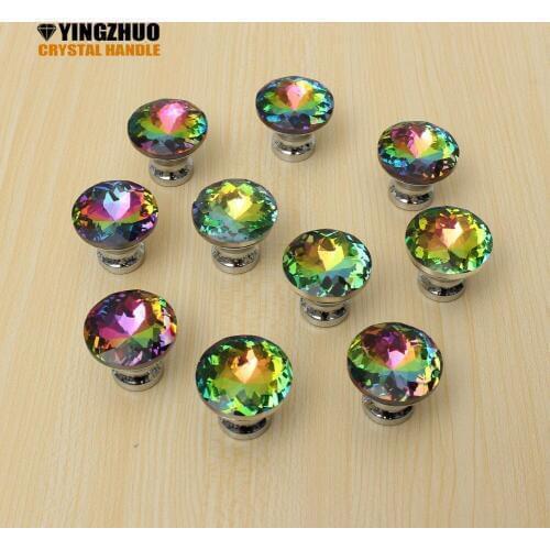 10Pcs Multicolor Crystal Glass Clear Cabinet Knob Drawer Pull Handle Kitchen Door Wardrobe Hardware