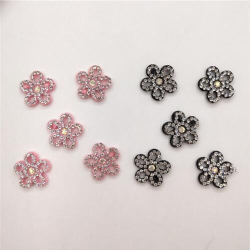 30pcs 2cm Flower Padded appliques with Shiny diamond for headwear decoration handmade hair accessories